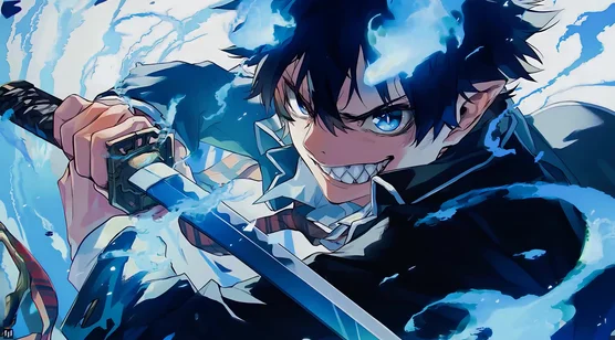 奥村燐·冰蓝魔力迸发 青之驱魔师日系热血动态电脑壁纸 – 高清 桌面壁纸 开放版权素材 免费下载 手机电脑通用背景图