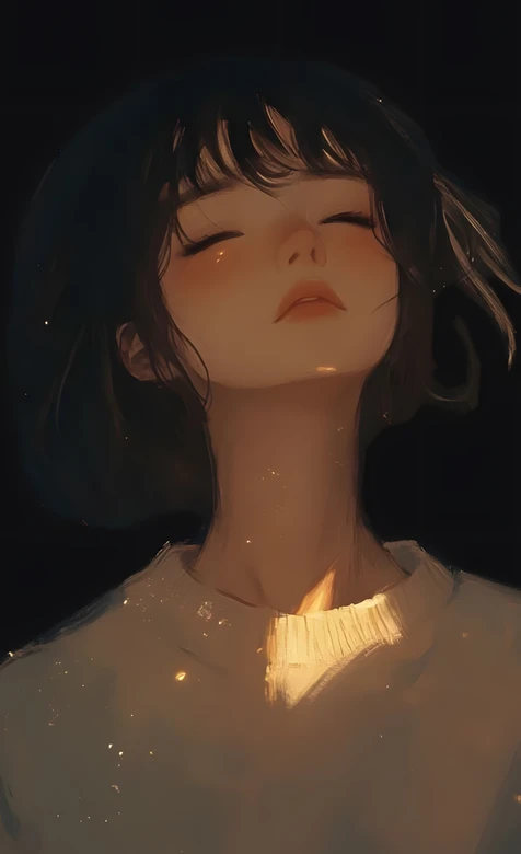 短发少女·暖光鎏金 唯美手绘风原创插画 暖光治愈系壁纸 – 高清 桌面壁纸 开放版权素材 免费下载 手机电脑通用背景