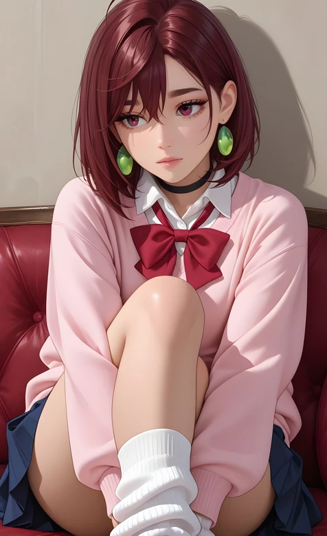 二次元JK少女·红棕发粉毛衣 原创动漫插画手机壁纸 – 高清 桌面壁纸 开放版权素材 免费下载 手机电脑通用背景图