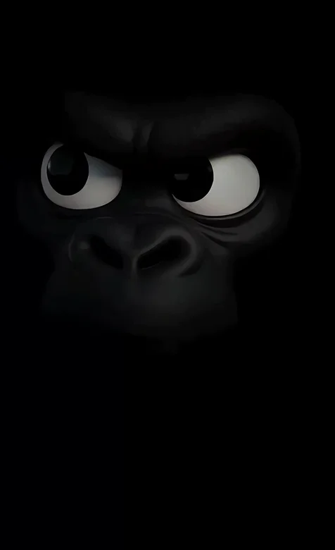 纯黑背景·极简暗黑风邪恶大猩猩动态手机壁纸 – 高清 桌面壁纸 开放版权素材 免费下载 手机电脑通用背景图