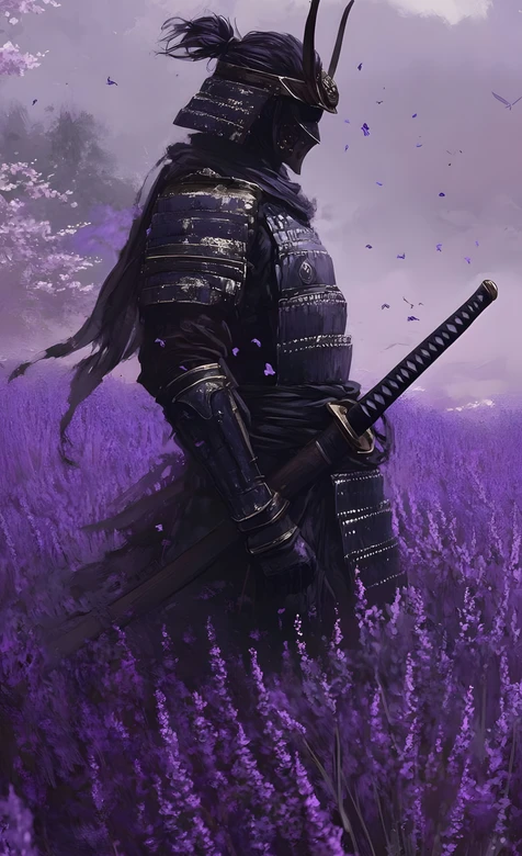 暗黑武士·紫海孤影 唯美日式游戏风壁纸 – 高清 桌面壁纸 开放版权素材 免费下载 手机电脑通用背景图