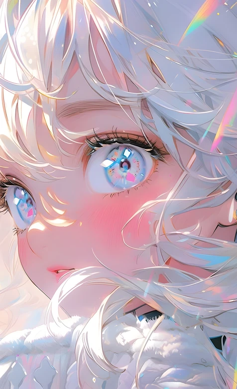 白发梦幻眼少女·唯美二次元插画 治愈手机壁纸 – 高清 桌面壁纸 开放版权素材 免费下载 手机电脑通用背景图