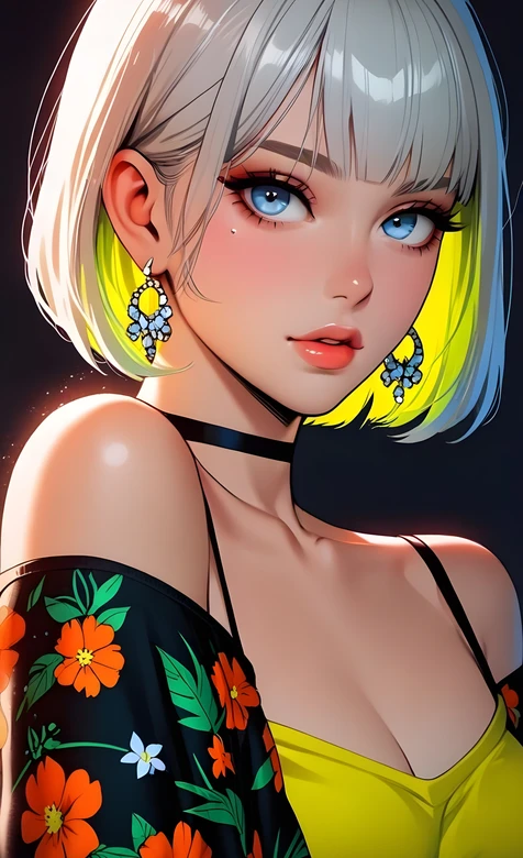 二次元美少女·渐变发花衣·插画风高质感手机壁纸 – 高清 桌面壁纸 开放版权素材 免费下载 手机电脑通用背景图