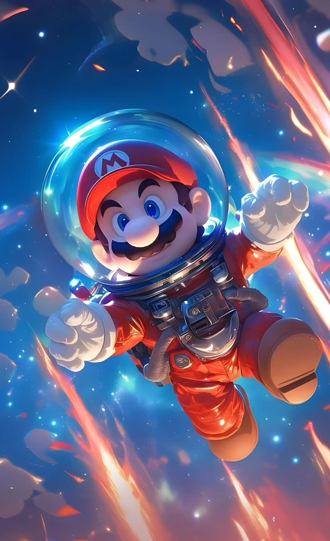 马里奥·宇航服星际冒险 科幻星空超级马里奥游戏壁纸 – 高清 桌面壁纸 开放版权素材 免费下载 手机电脑通用背景图