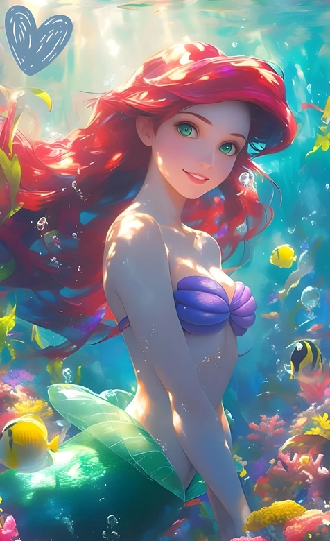 爱丽儿·红发人鱼 迪士尼小美人鱼 唯美梦幻海底手机壁纸 – 高清 桌面壁纸 开放版权素材 免费下载 手机电脑通用背景