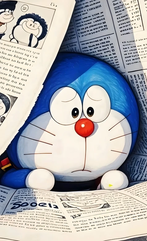哆啦A梦·委屈神态 报纸漫画风日漫经典动漫壁纸 – 高清 桌面壁纸 开放版权素材 免费下载 手机电脑通用背景图