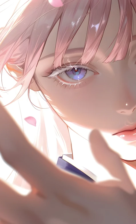 粉色发二次元少女·唯美梦幻 原创插画春日护眼壁纸 – 高清 桌面壁纸 开放版权素材 免费下载 手机电脑通用背景图