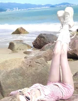 元气女生·红蝴蝶结+白猫 唯美清新户外写真 高赞女生照套图