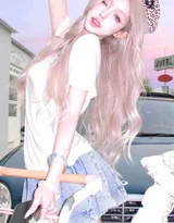 元气女生·红蝴蝶结+白猫 唯美清新户外写真 高赞女生照套图