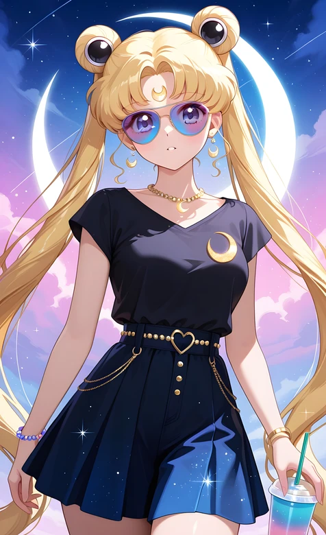 月野兔·月亮元素二次元动漫风 梦幻星空手机壁纸 – 高清 桌面壁纸 开放版权素材 免费下载 手机电脑通用背景图