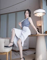 职场写实风女生·工牌眼镜干练穿搭 高人气职场风女生图