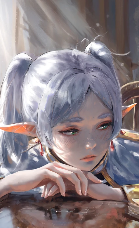 精灵少女·双马尾银发 写实唯美风原创插画 竖屏壁纸 – 高清 桌面壁纸 开放版权素材 免费下载 手机电脑通用背景图