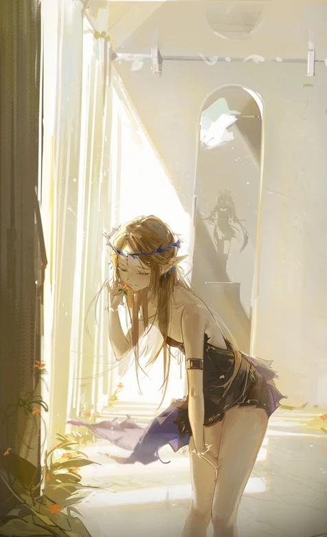 精灵少女·精灵耳短裙 唯美二次元风 梦幻暖光 手机壁纸 – 高清 桌面壁纸 开放版权素材 免费下载 手机电脑通用背景