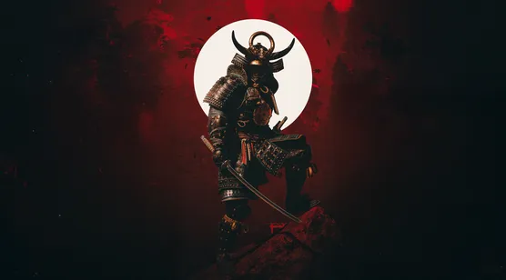 日式盔甲武士·暗黑血月 游戏风高质感电脑壁纸 – 高清 桌面壁纸 开放版权素材 免费下载 手机电脑通用背景图