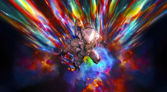 科幻风宇航员携女伴·幻彩星云穿梭 梦幻壁纸
