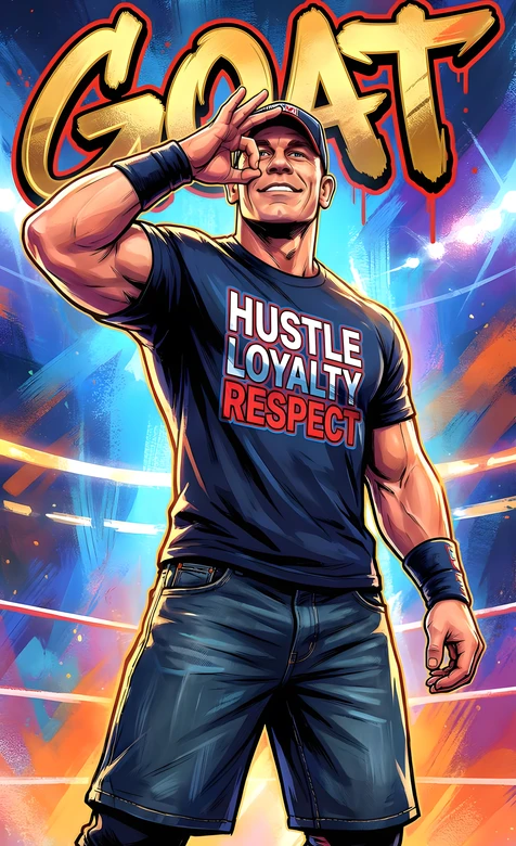 约翰·塞纳·GOAT手势 美式潮漫风 WWE摔角主题手机壁纸