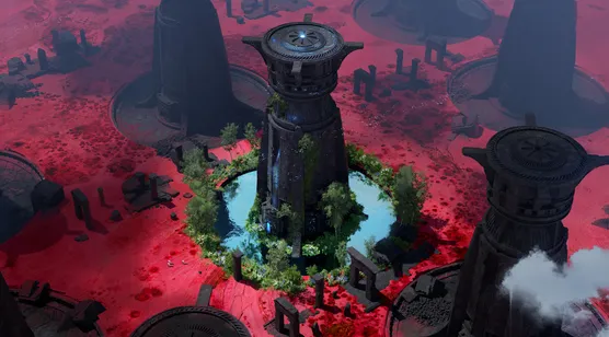 科幻废土塔绿洲·赛博奇幻游戏场景 宽屏车机壁纸