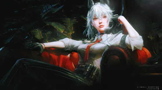 银发角娘·写实暗黑风 原创插画宽屏电脑壁纸