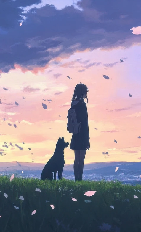 少女与犬·落瓣纷飞 二次元治愈系手机壁纸精选