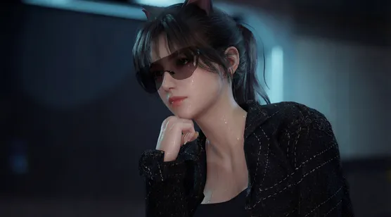 猫耳墨镜少女·写实流汗风 游戏《完蛋！我被美女包围了》电脑壁纸