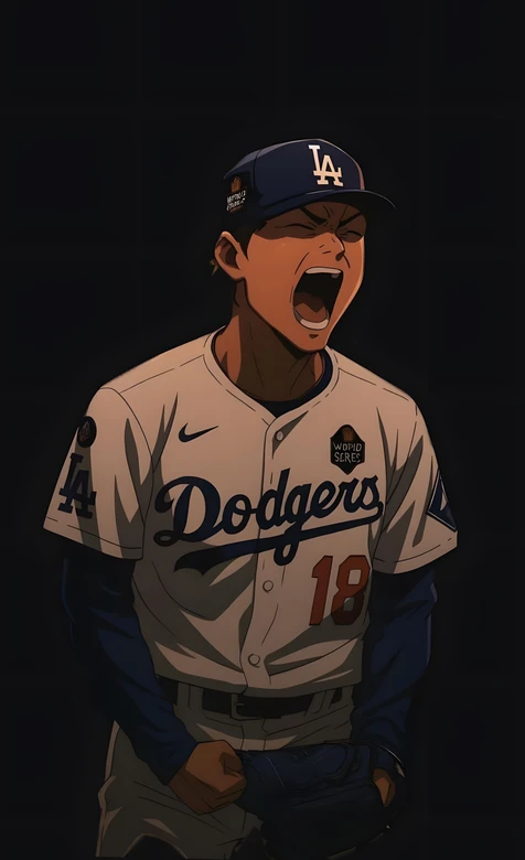 道奇队18号棒球手·二次元风 热血呐喊棒球手机壁纸