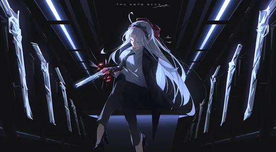 银发枪斗少女·暗黑科幻风 原创概念宽屏车机壁纸