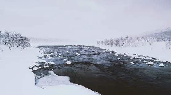 冰雪河流·北欧静谧雪景 唯美宽屏电脑壁纸
