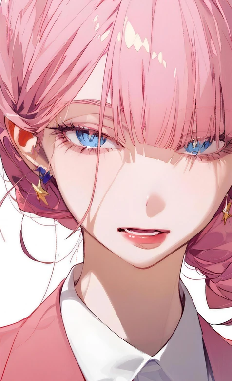 粉发蓝眸动漫少女·二次元唯美原创插画 高人气竖屏壁纸