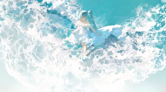 初音未来·海浪裙摆 唯美二次元宽屏车机壁纸