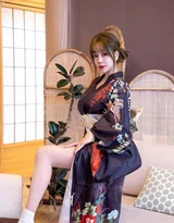 深色和服气质少女室内写真 温婉柔美私房人像