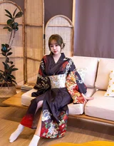 深色和服气质少女室内写真 温婉柔美私房人像