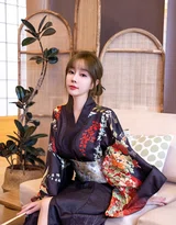 深色和服气质少女室内写真 温婉柔美私房人像