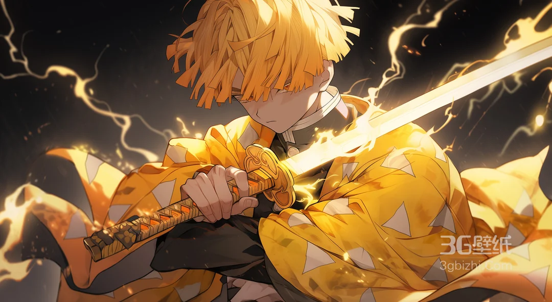 我妻善逸、鬼灭之刃、拔刀斩