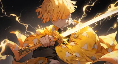 我妻善逸、鬼灭之刃、拔刀斩