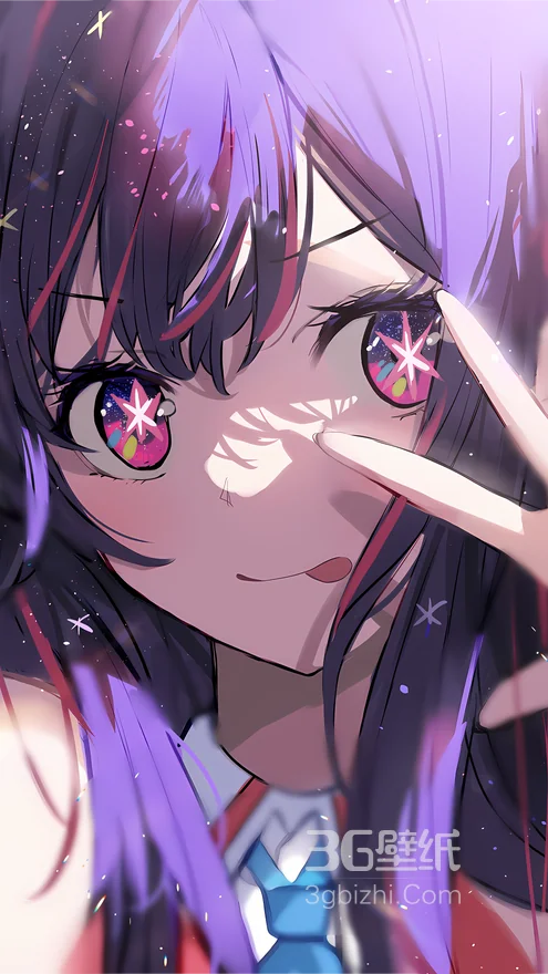 比耶大眼睛动漫女生