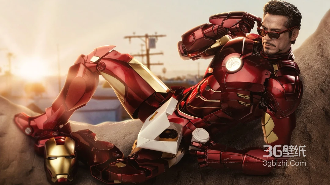 钢铁侠甜甜圈广告牌上